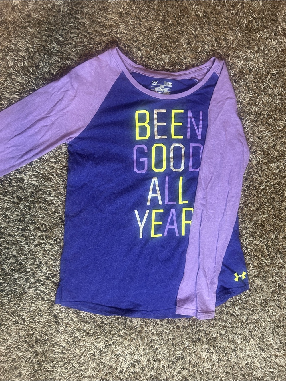 Under Armour Purple Long Sleeve Tee with Lilac Raglan Sleeves